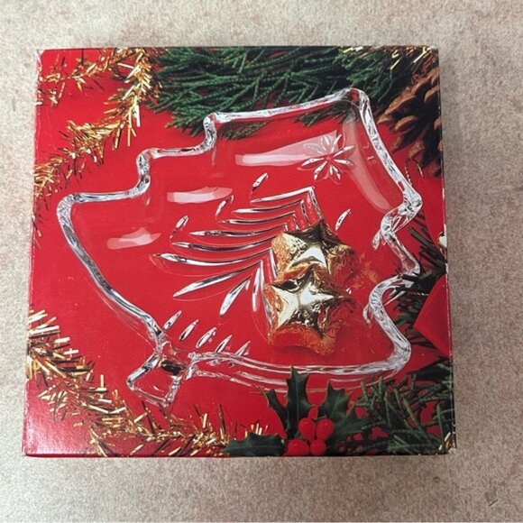 NIB Mikasa Yuletide Tree Clear Small Candy Sweets Dish Plates Set of 3 - Picture 5 of 10